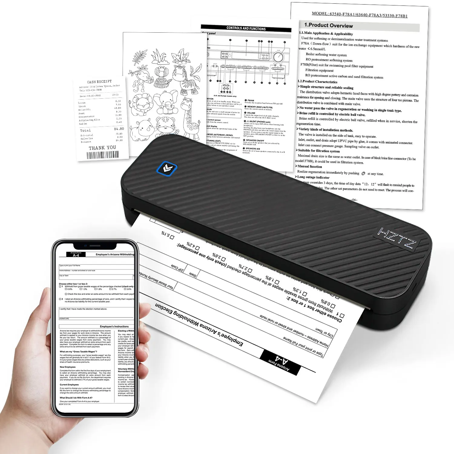 Inkless Portable A4 Thermal Printer Bluetooth PDF Excel Word Document Printing Machine Paper Roll For Office Work Home Inkless Portable A4 Thermal Printer Bluetooth PDF Excel Word Document Printing Machine Paper Roll For Office Work Home