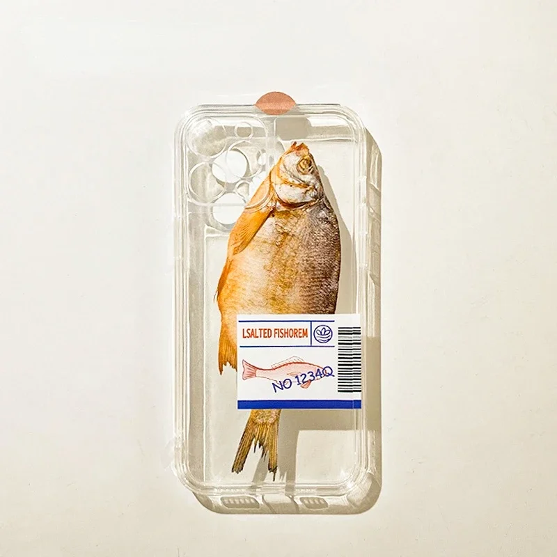 Ins Style Salted Fish Transparent Phone Case for iPhone Case Cute Cover