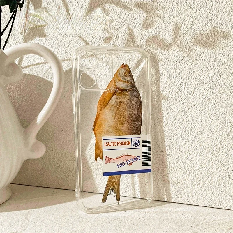 Ins Style Salted Fish Transparent Phone Case for iPhone Case Cute Cover Ins Style Salted Fish Transparent Phone Case for iPhone Case Cute Cover