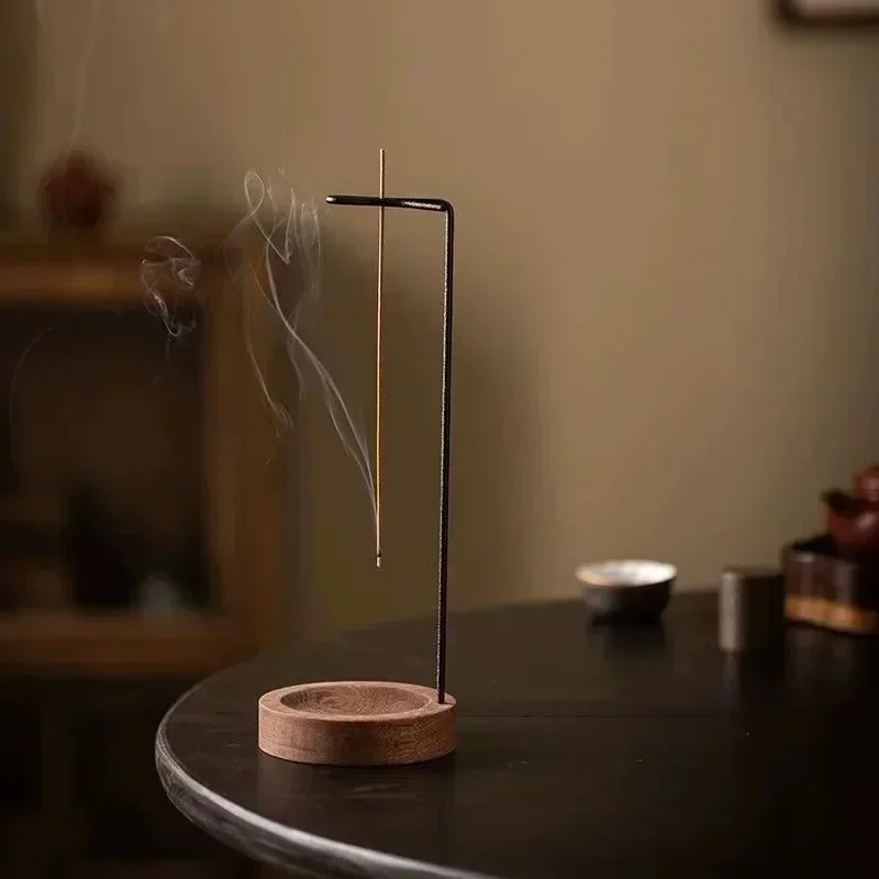 Insence Burner Upside Down Incense Burner Incense Stick Holder Wooden Round Incense Tray Ornament Bedroom Home Yoga