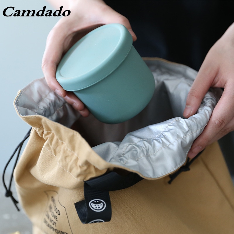 Insulated Canvas Drawstring Lunch Bag