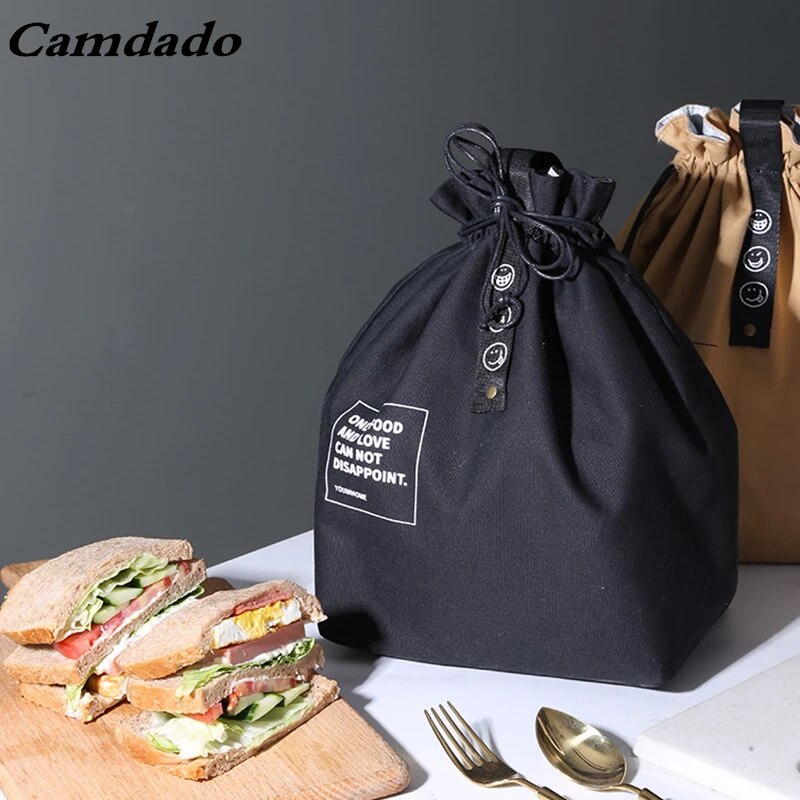 Insulated Canvas Drawstring Lunch Bag
