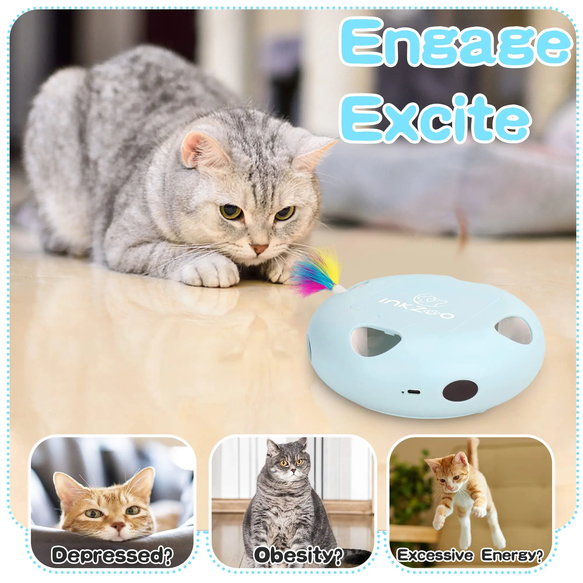 Interactive Cat Toy for Indoor Cats Smart Interactive Kitten Toy Automatic 7 Holes Mice Whack-A-Mole Interactive Cat Toy for Indoor Cats Smart Interactive Kitten Toy Automatic 7 Holes Mice Whack-A-Mole