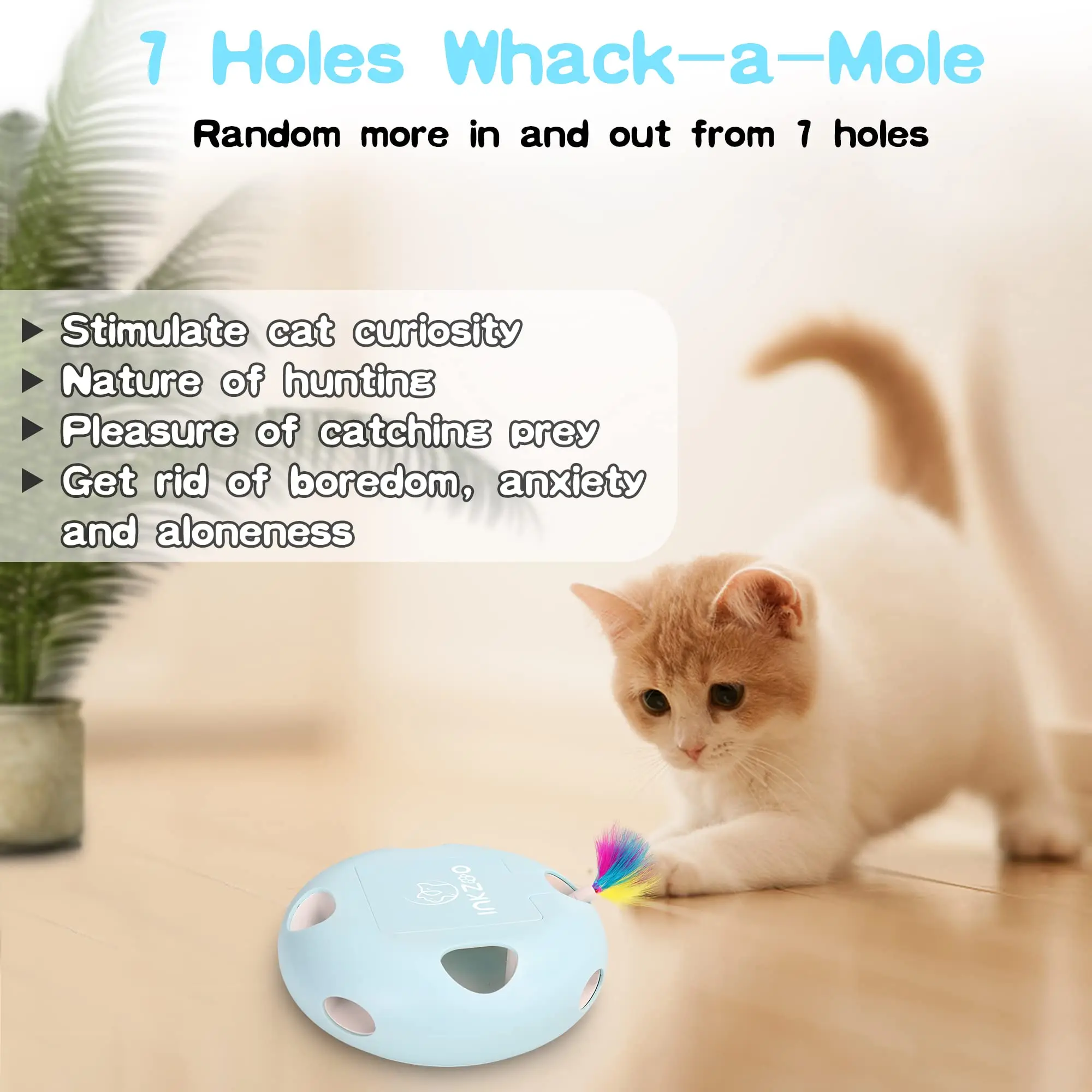 Interactive Cat Toy for Indoor Cats Smart Interactive Kitten Toy Automatic 7 Holes Mice Whack-A-Mole Interactive Cat Toy for Indoor Cats Smart Interactive Kitten Toy Automatic 7 Holes Mice Whack-A-Mole