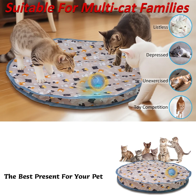 Interactive Cat Toys Ball Cover Set Fast Rolling in Pouch Hide and Seek Kitten Toy Motion Activated Interactive Cat Toy