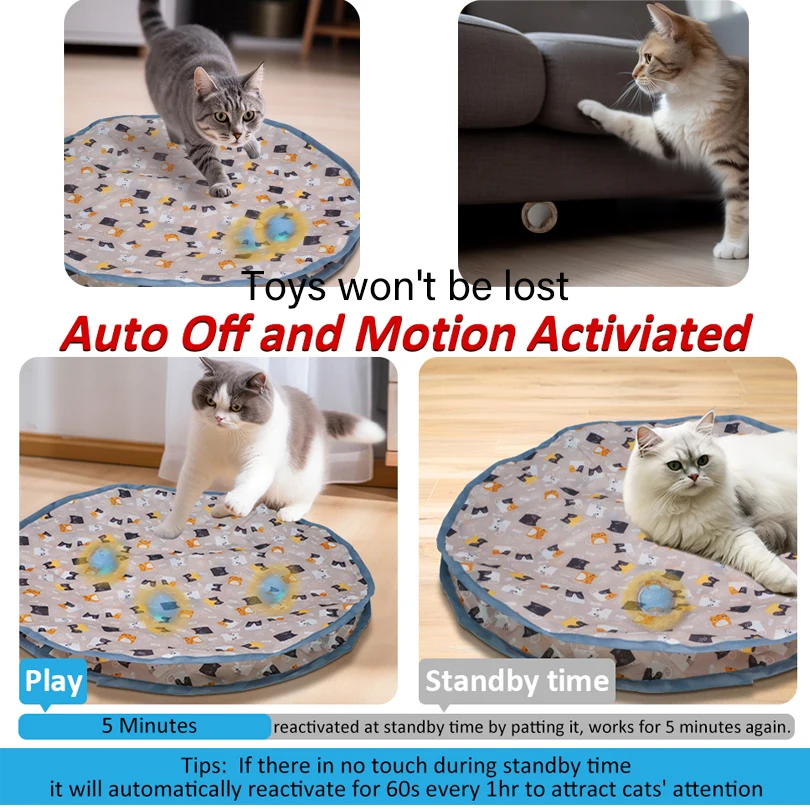 Interactive Cat Toys Ball Cover Set Fast Rolling in Pouch Hide and Seek Kitten Toy Motion Activated Interactive Cat Toy