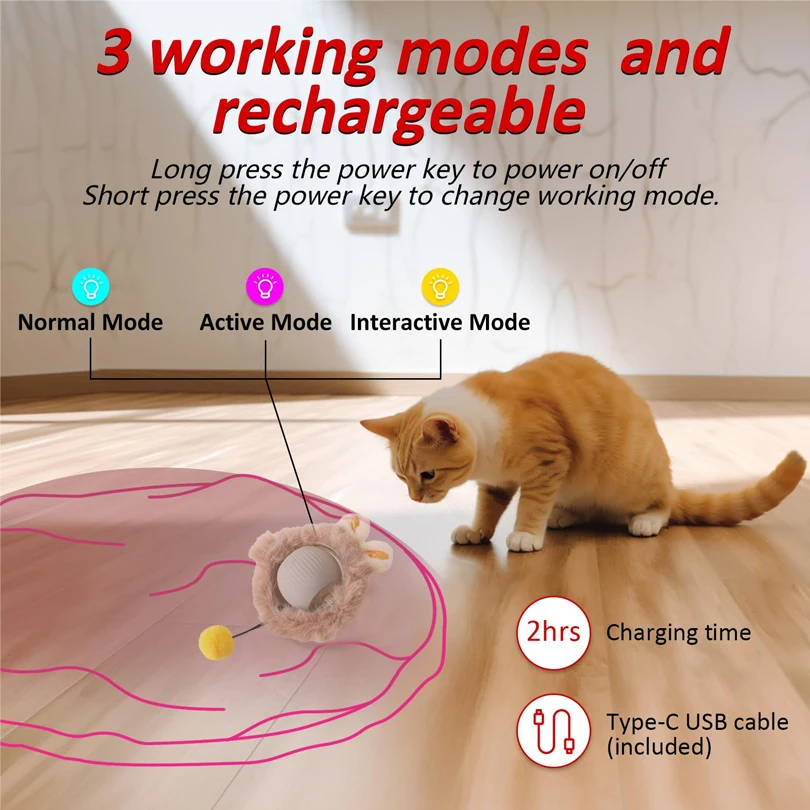 Interactive Cat Toys Ball Cover Set Fast Rolling in Pouch Hide and Seek Kitten Toy Motion Activated Interactive Cat Toy