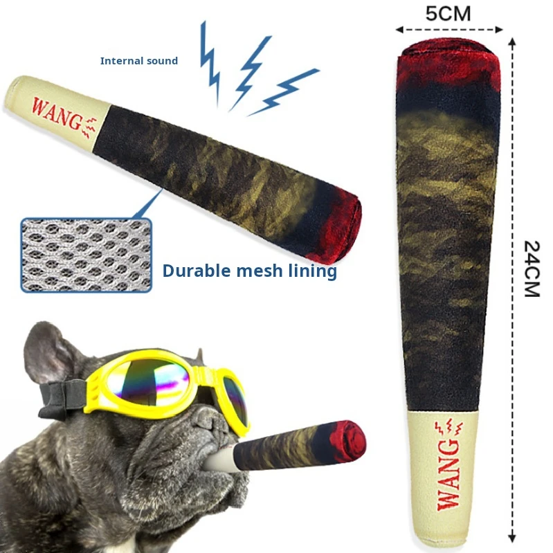 Interactive Dog Sound Toy Green Simulation Cigar Plush Pet Toy for Handsome Dogs