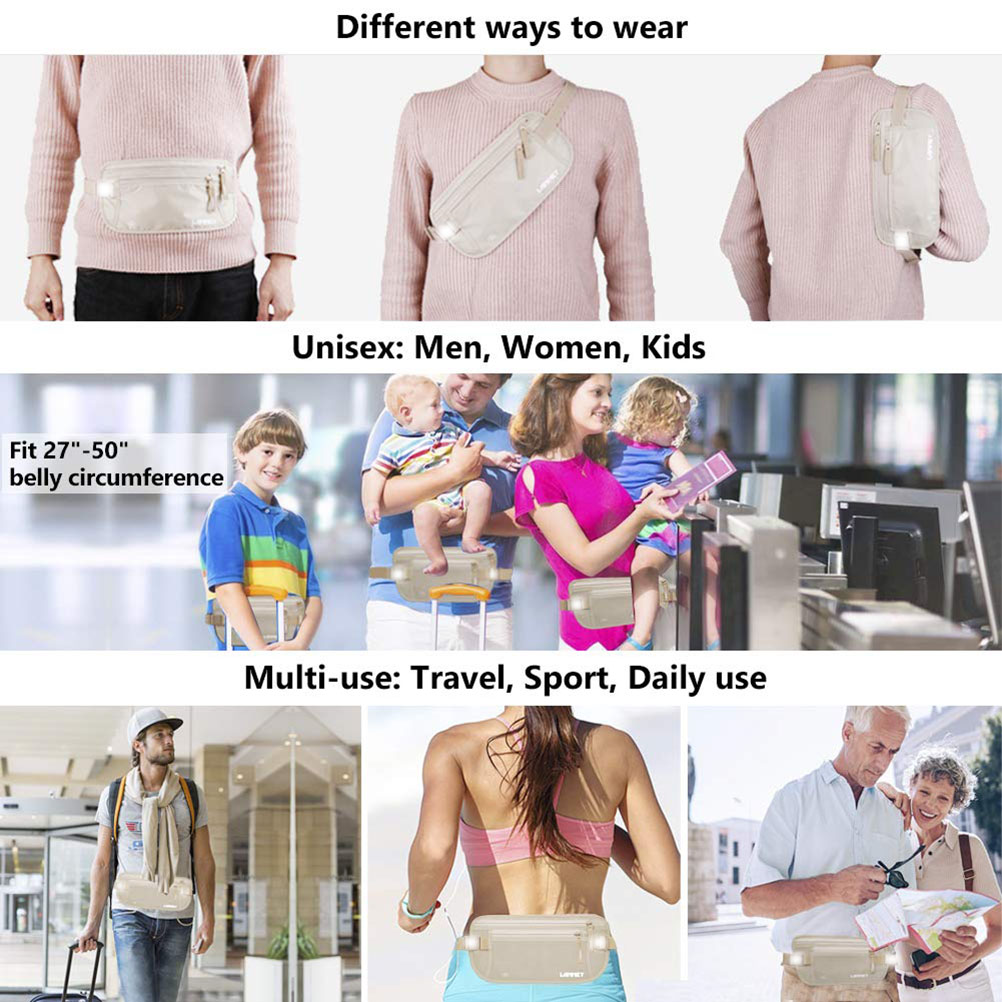 Invisible Travel Waist Packs Pouch for Passport Money Belt Bag Hidden Security Wallet Gift Travel Bag Chest Pack Money