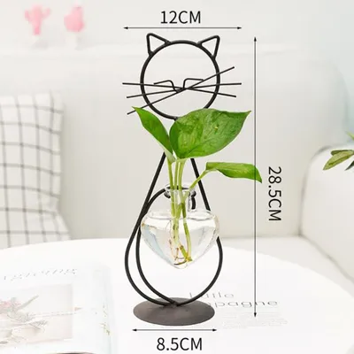 Iron Frame Hydroponic Cat Vase Iron Frame Hydroponic Cat Vase