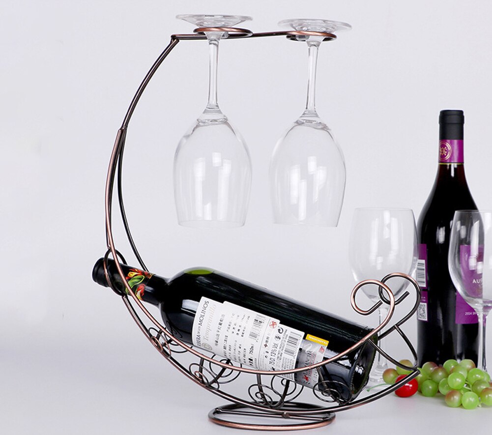 Iron Wine Rack with Glass Holder