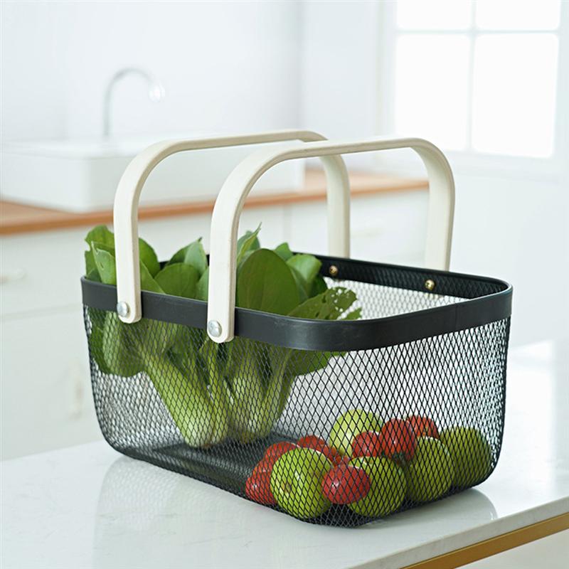 Iron Wire Basket with Wooden Handle Iron Wire Basket with Wooden Handle