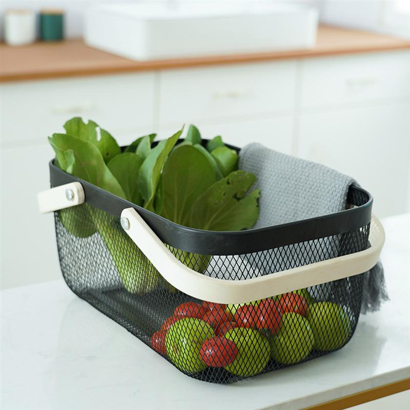 Iron Wire Basket with Wooden Handle Iron Wire Basket with Wooden Handle