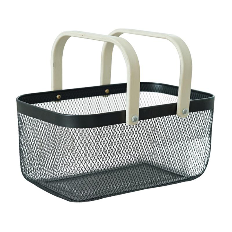 Iron Wire Basket with Wooden Handle Iron Wire Basket with Wooden Handle
