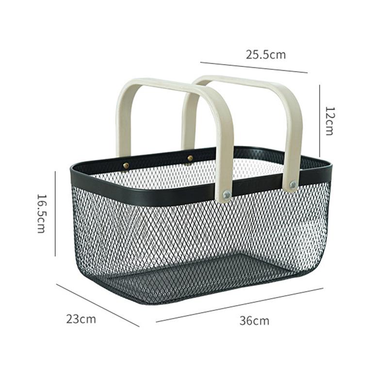 Iron Wire Basket with Wooden Handle Iron Wire Basket with Wooden Handle