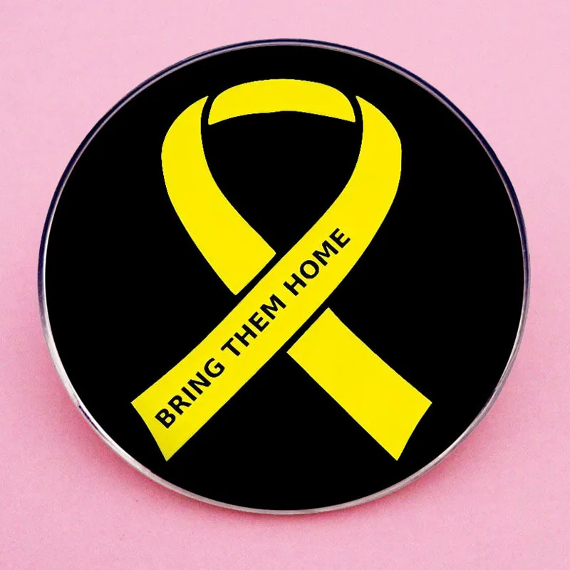 Israel Bring Them Home Enamel Pins Children Health Yellow Ribbon Lapel Badge Brooch Jewelry Decoration