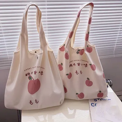 Japanese Aesthetic Peach Tote Bag