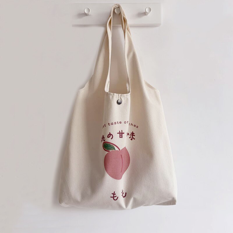 Japanese Aesthetic Peach Tote Bag