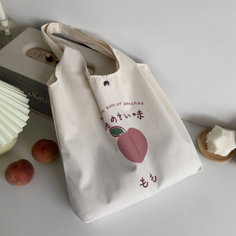 Japanese Aesthetic Peach Tote Bag