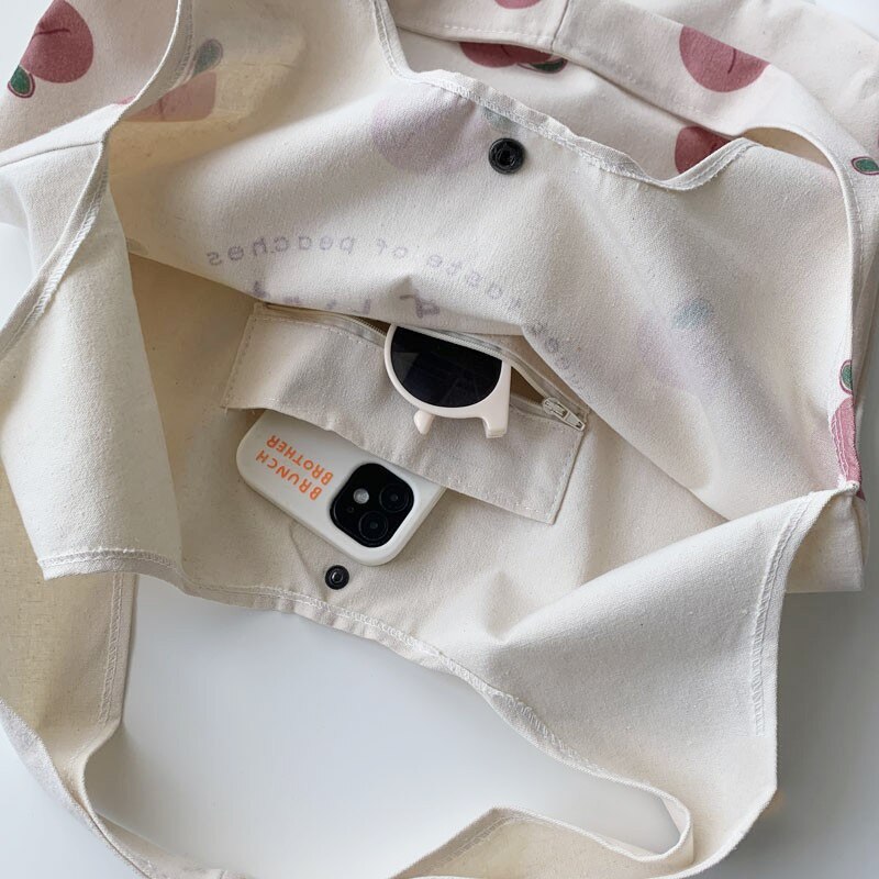 Japanese Aesthetic Peach Tote Bag
