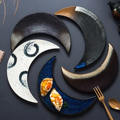 Japanese Ceramic Half Moon Plate