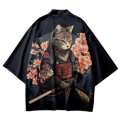 Japanese Kimono Yukata Samurai Kimono Man Cat Print Shirt Clothing Harajuku Cardigan For MenTraditional Haori Kimono Japanese Kimono Yukata Samurai Kimono Man Cat Print Shirt Clothing Harajuku Cardigan For MenTraditional Haori Kimono