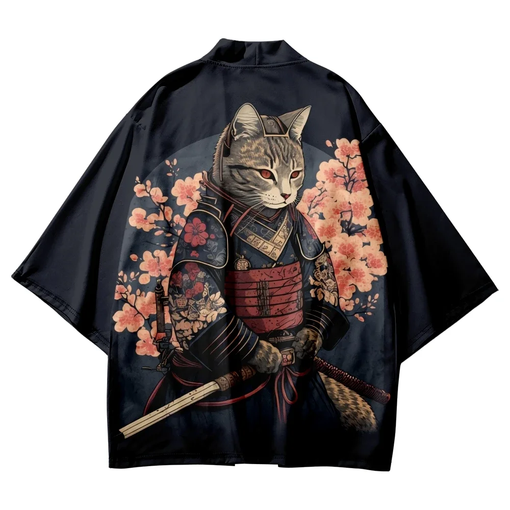 Japanese Kimono Yukata Samurai Kimono Man Cat Print Shirt Clothing Harajuku Cardigan For MenTraditional Haori Kimono Japanese Kimono Yukata Samurai Kimono Man Cat Print Shirt Clothing Harajuku Cardigan For MenTraditional Haori Kimono