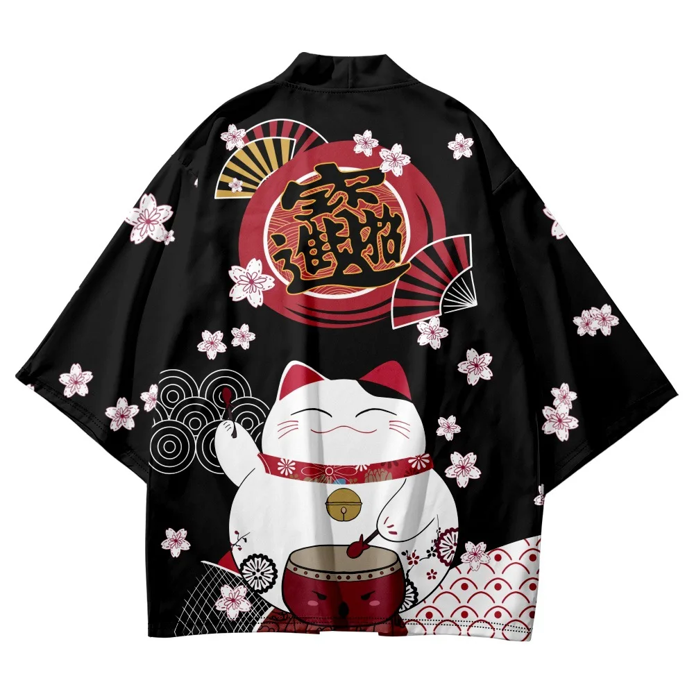 Japanese Kimono Yukata Samurai Kimono Man Cat Print Shirt Clothing Harajuku Cardigan For MenTraditional Haori Kimono Japanese Kimono Yukata Samurai Kimono Man Cat Print Shirt Clothing Harajuku Cardigan For MenTraditional Haori Kimono