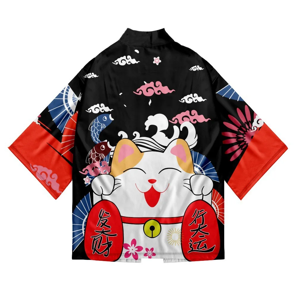 Japanese Kimono Yukata Samurai Kimono Man Cat Print Shirt Clothing Harajuku Cardigan For MenTraditional Haori Kimono Japanese Kimono Yukata Samurai Kimono Man Cat Print Shirt Clothing Harajuku Cardigan For MenTraditional Haori Kimono