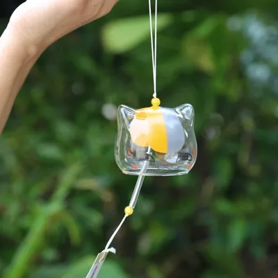 Japanese Style Glass Cat Wind Chime Japanese Style Glass Cat Wind Chime