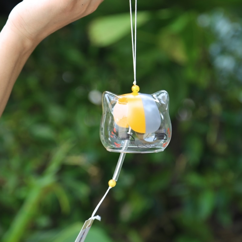 Japanese Style Glass Cat Wind Chime