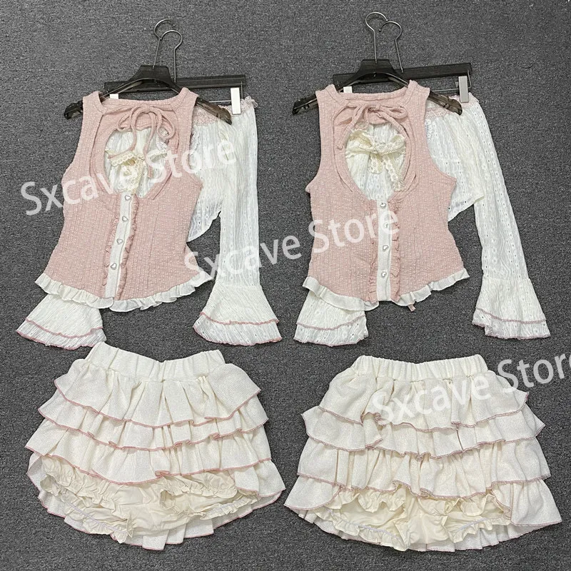 Japanese Style Kawaii Clothing 3 Piece Skirts Set Women Bodycon Slim Even Party Clothing 2023 Autumn Lolita Suits Y2k