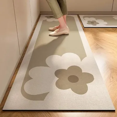 Japanese Style Soft Kitchen Diatomite Mud Floor Mat, Super Anti Slip, Super Absorbent, Easy to Handle Carpet