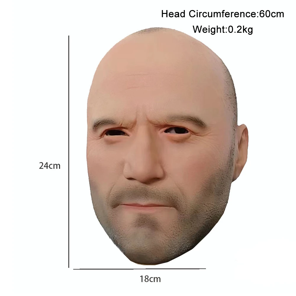 Jason Statham / Vin Diesel Mask Latex Realistic Bald Man Masks Halloween Carnival Mask Movie Cosplay Costume Full Head