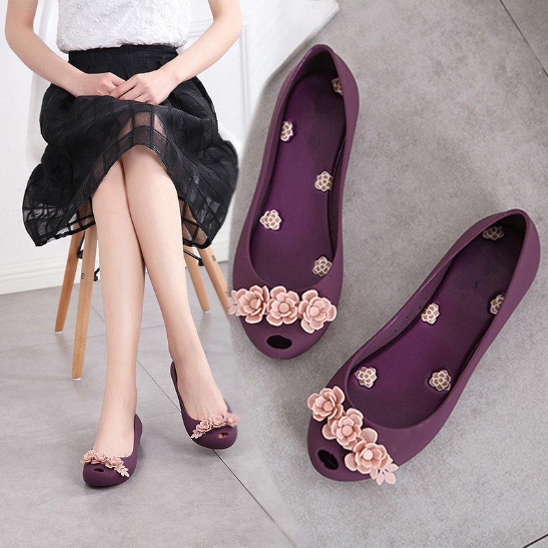 Jelly Shoes Women Peep Toe Flats