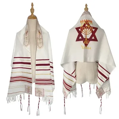 Jewish Tradition Prayer Shawl Yeshua Exquisite Gift Packaging Praying Scarfs Wraps Blue Navy Deep Red Messianic for Men