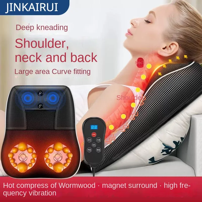 Jinkairui Electric Shiatsu Head Neck Cervical Ttraction Body Massager Car Back Pillow with Heating Vibrating Massage