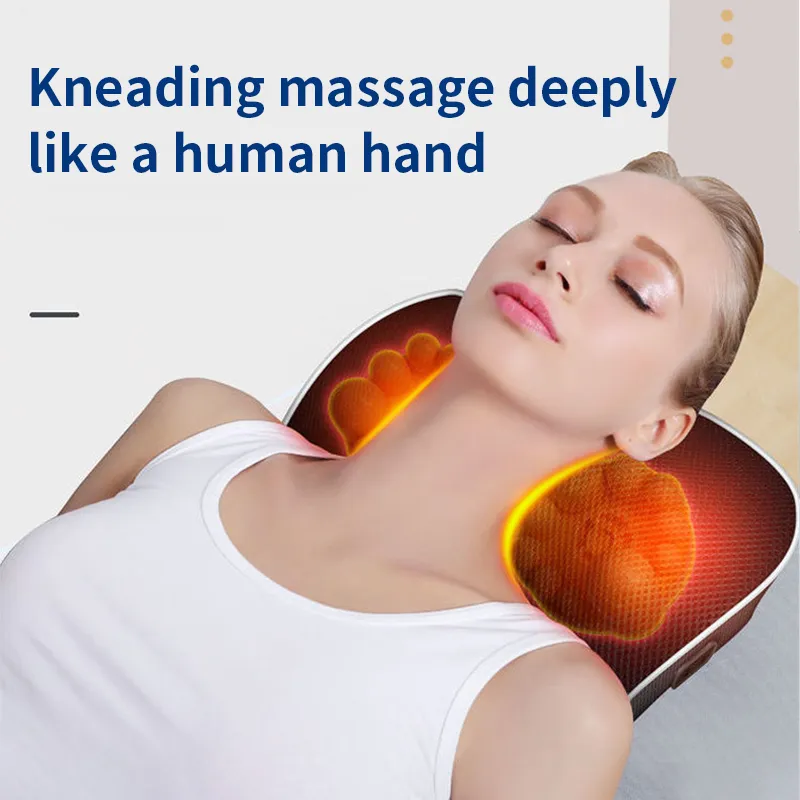 Jinkairui Electric Shiatsu Head Neck Cervical Ttraction Body Massager Car Back Pillow with Heating Vibrating Massage