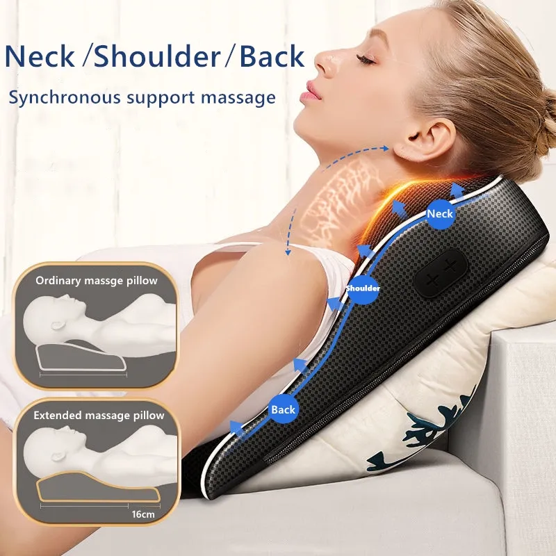Jinkairui Electric Shiatsu Head Neck Cervical Ttraction Body Massager Car Back Pillow with Heating Vibrating Massage