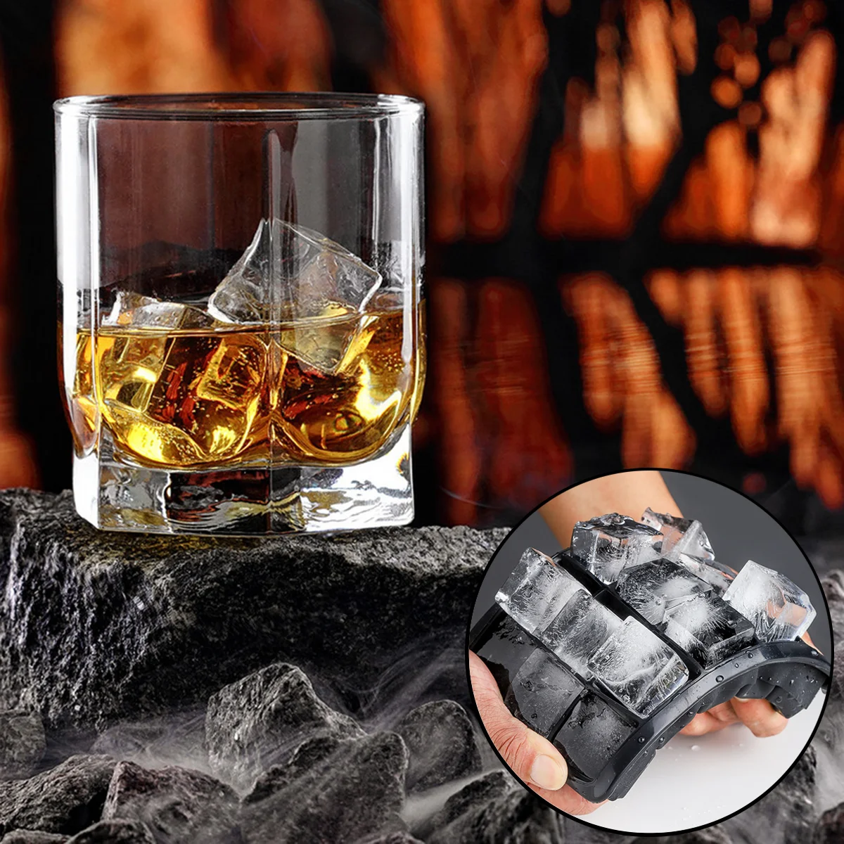 Jumbo Ice Cube Tray 15 Grids Big Ice Food Mold Giant Large Food Grade Silicone Ice Cube Square Tray Mold DIY Ice Maker