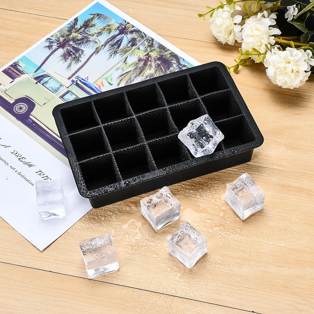Jumbo Ice Cube Tray 15 Grids Big Ice Food Mold Giant Large Food Grade Silicone Ice Cube Square Tray Mold DIY Ice Maker