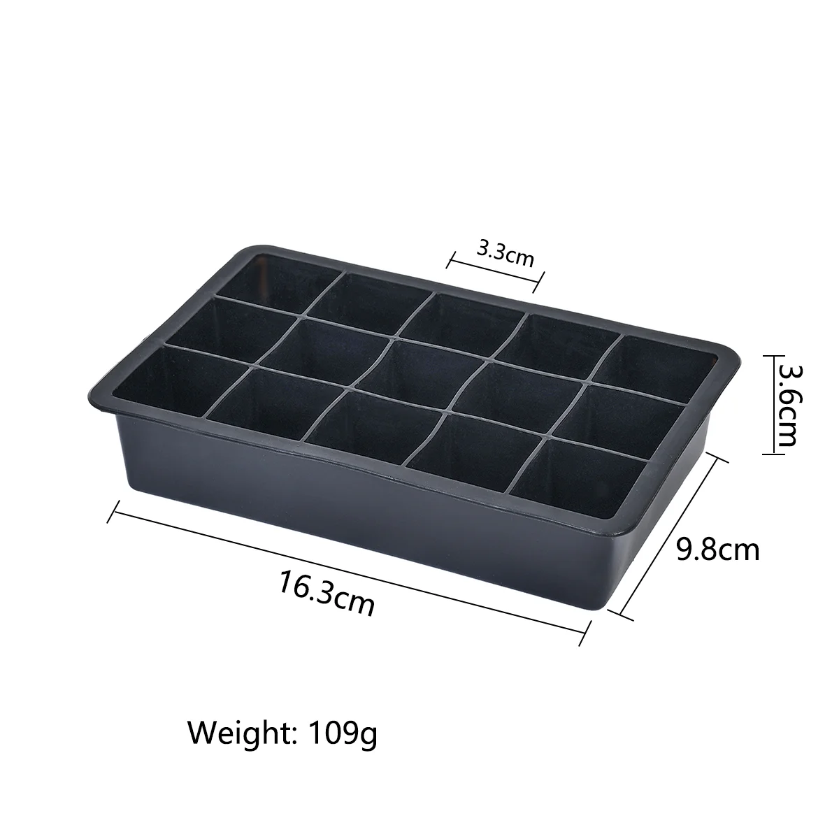 Jumbo Ice Cube Tray 15 Grids Big Ice Food Mold Giant Large Food Grade Silicone Ice Cube Square Tray Mold DIY Ice Maker