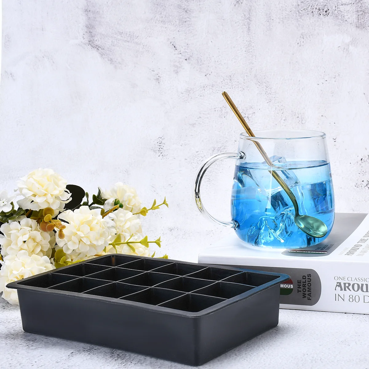 Jumbo Ice Cube Tray 15 Grids Big Ice Food Mold Giant Large Food Grade Silicone Ice Cube Square Tray Mold DIY Ice Maker
