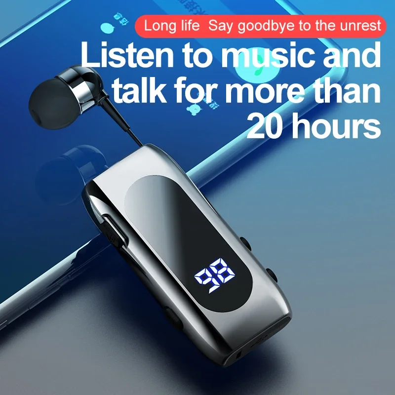 K55 Lavalier Business Bluetooth 5.2 Headphone Talk/music Time 20 Hours,led Digital Display,noice Cancelling Wireless
