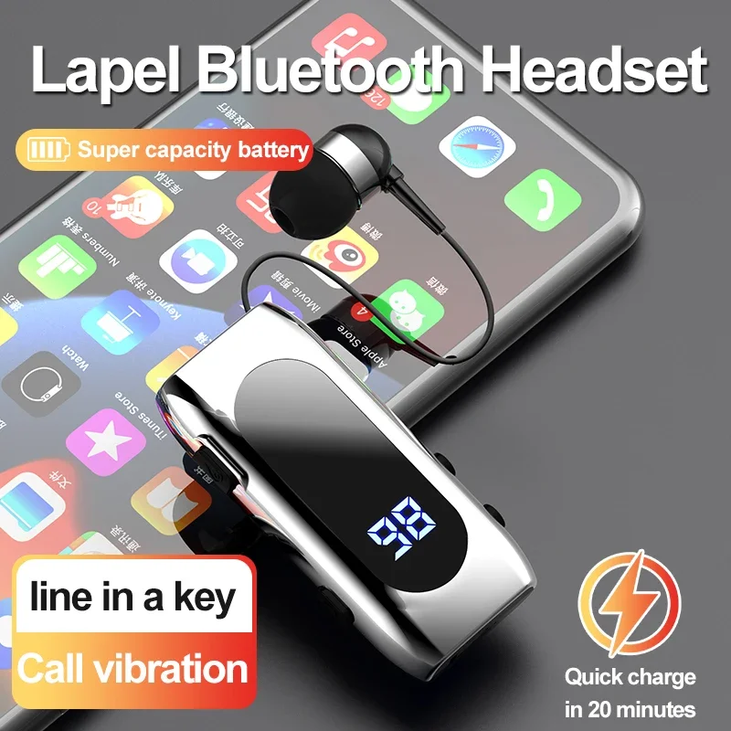 K55 Lavalier Business Bluetooth 5.2 Headphone Talk/music Time 20 Hours,led Digital Display,noice Cancelling Wireless