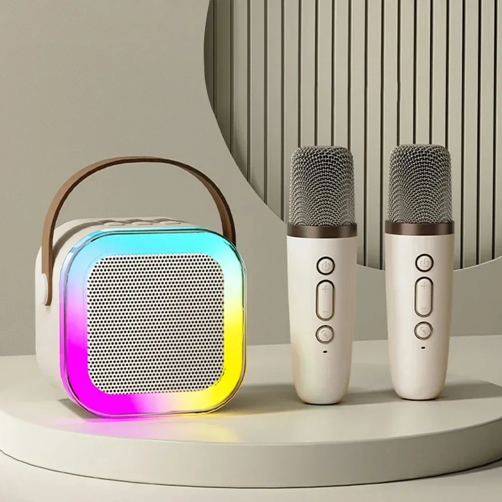 Karaoke Machine Portable Bluetooth PA Speaker System with 2 Wireless Microphones Home Family Singing Children's Gifts