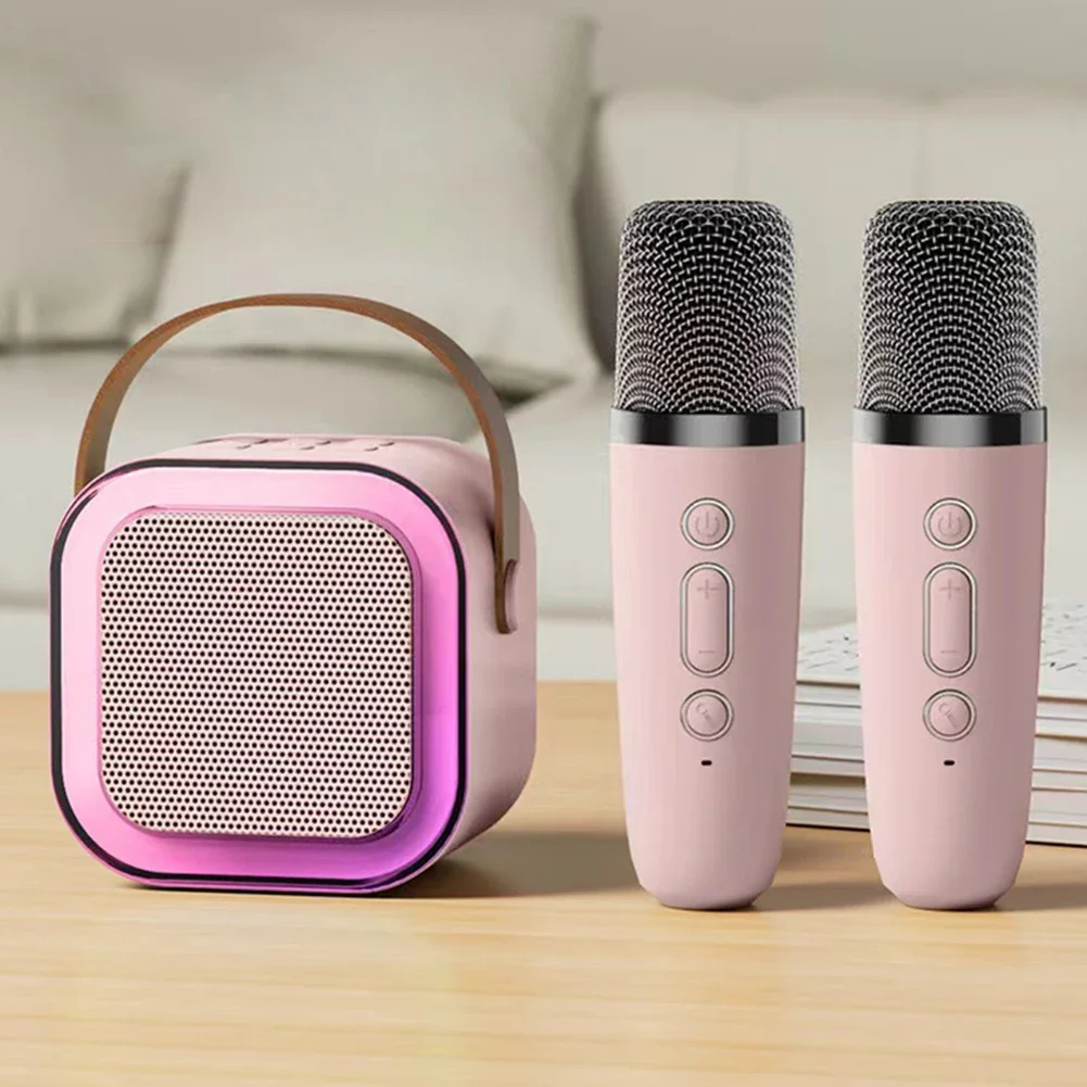 Karaoke Machine Portable Bluetooth PA Speaker System with 2 Wireless Microphones Home Family Singing Children's Gifts