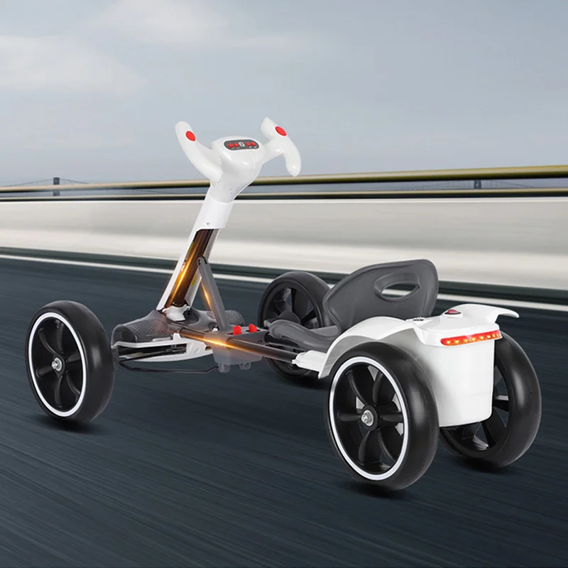 Karting Electric Four Wheeled Cart, Foldable and Seatable, Portable and Lightweight