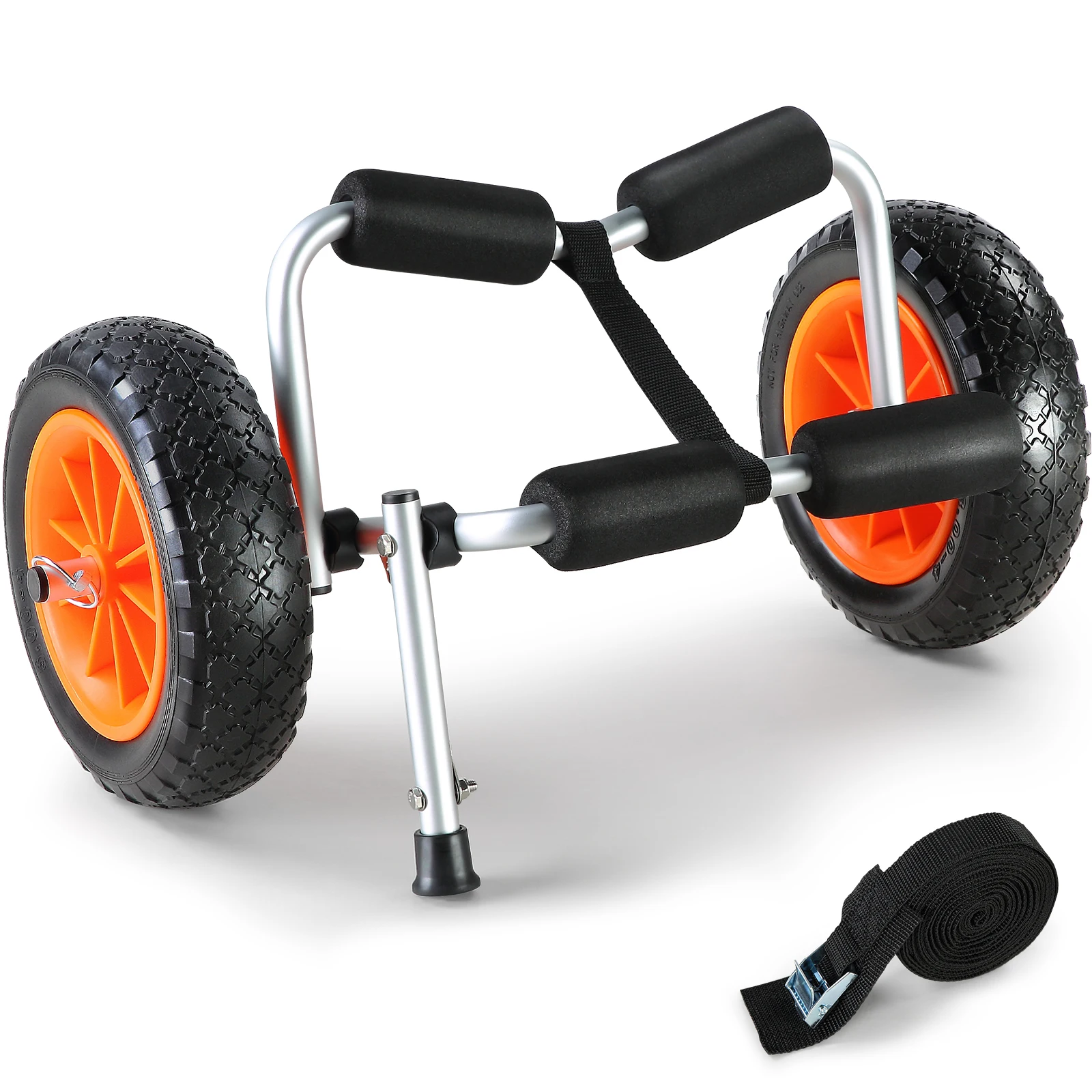 Kayak Cart 250lbs Foldable Canoe Trolley Cart with 10” Tires Support Foot for Paddleboards Float Mats Jon Boats