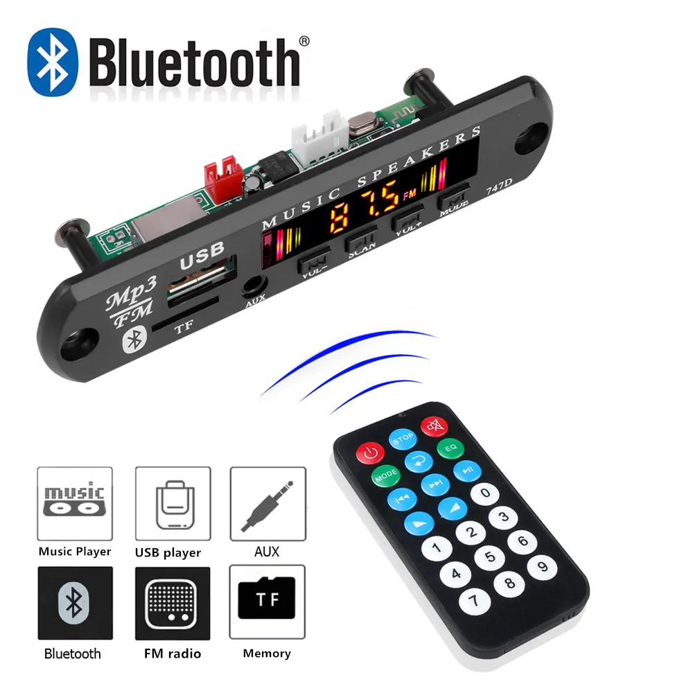 Kebidu Bluetooth 5.0 Car Kit Wireless MP3 Decoder Board Audio 9V-12V WMA Car Music Player Module Lossless Audio USB AUX Kebidu Bluetooth 5.0 Car Kit Wireless MP3 Decoder Board Audio 9V-12V WMA Car Music Player Module Lossless Audio USB AUX